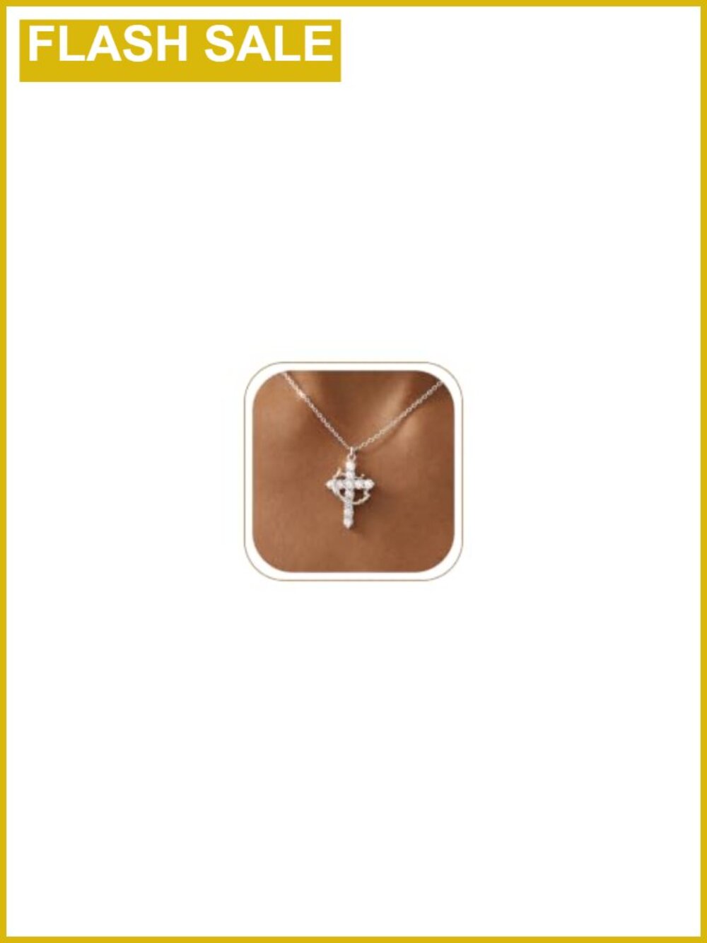 Sterling Silver Plated Cross Necklace Created Diamond Pendant